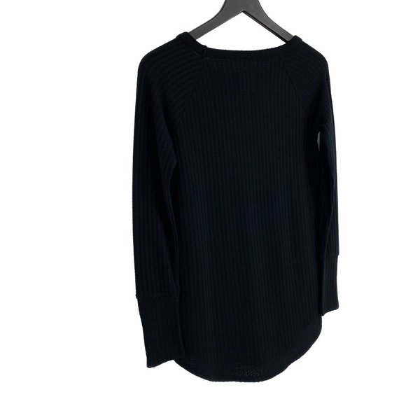 CHASER Waffle Knit Henley Thermal Black Long Sleeve Four Button Cuff Size S - Picture 10 of 16